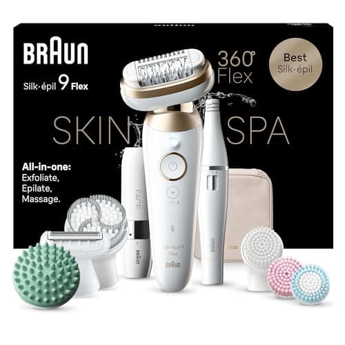 Braun Epilateur Electrique Pour Femmes Silk-épil 9 9-681 3D, Tête Flexible 360°, Etanche, Sans Fil, Kit De Spa Tout-En-Un Avec Accessoire FaceSpa, Mini-Rasoir Visage, Tête Exfoliante, Tête De Massage - Image 2