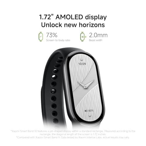 Xiaomi Smart Band 10, Montre Connectée, Boîtier alu, Suivi d'Activité, Écran AMOLED 1.72'', Autonomie 21 Jours, Charge Rapide, Suivi santé & Sommeil,150+ Sports, iOS & Android, 5 ATM, Boussole - Image 5