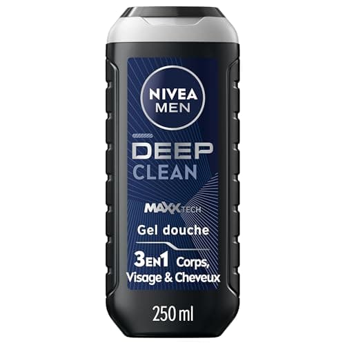 NIVEA MEN Gel Douche Deep Clean MAXXTECH (1 x 250 ml) — Soin lavant enrichi en argile microfine & technologie MaxxTech — Gel douche homme 3 EN 1 Corps Visage & Cheveux pour peaux à impuretés - Image 2