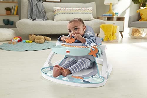 Fisher-Price Foldable Activity Seat, Portable Baby Floor Seat with 2 Play Toys and Removable Tray, Up to 25 lbs, HBF27 - Image 3