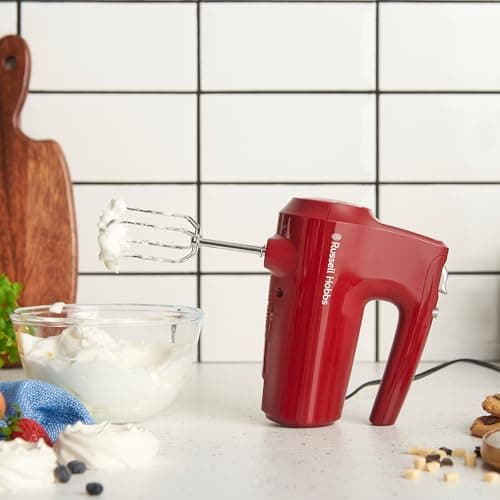 Russell Hobbs Electric Beater [Hand Mixer & Blender] Desire Red (5 Speed + Turbo, 2 Whisks and Dough Hooks Chrome Dishwasher Safe, Ergonomic, Base, 350W) 27152-56 - Image 5