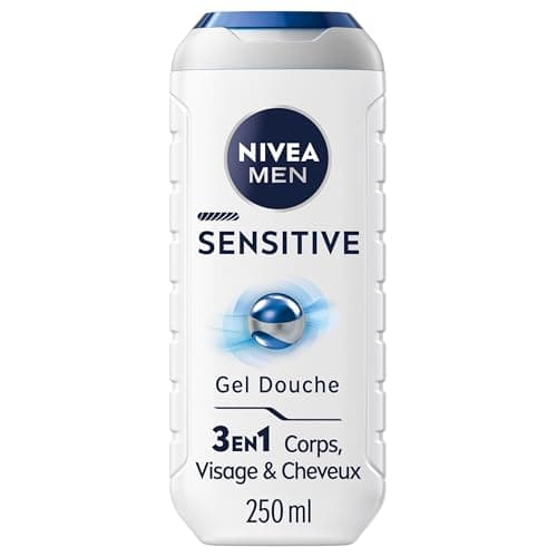 NIVEA MEN Gel Douche Sensitive (1 x 250 ml) — Soin lavant enrichi à l'extrait de Bambou — Gel douche homme 3 EN 1 — Soin nettoyant doux Corps Visage & Cheveux pour les peaux sensibles - Image 2