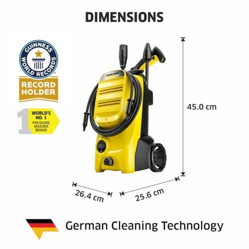 Kärcher Pressure Washer K 4 Classic, Pressure: max. 130 bar, Flow rate: 420 l/h, Surface area: 30 m²/h, Water Filter, Weight: 4.6 kg, Hose and High Pressure Gun, Rotabuse, Vario Power Lance - Image 3