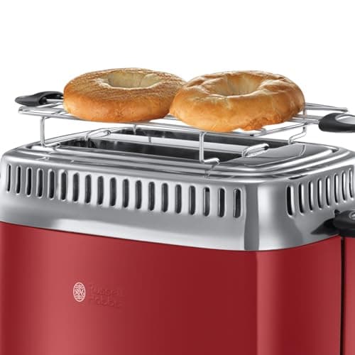 Russell Hobbs Toaster Toaster (Vintage Premium Design) Retro Red (2 Slices, 6 Levels of Fast Burning, Cancellation, Defrost and Reheating Function, Viennese Pastry, 1300W) Toaster 21680-56 - Image 5