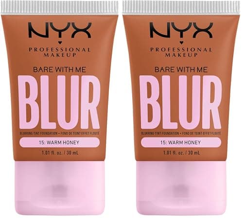 NYX Professional Makeup Bare With Me Blur Blurred Foundation Medium Coverage, Natural Matte Finish, Niacinamide, Matcha & Glycerin, Hydration Up To 12H, Shade : Warm Honey (15) (Pack of 2) - Image 3