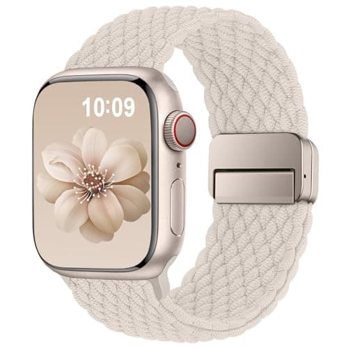 Higgs Braided Bands Compatible with Apple Watch Band 40 mm 41 mm 38 mm 42 mm 44 mm 46 mm 45 mm Ultra 3/2 49 mm Women Men Magnetic Clasp Elastic Nylon for iWatch Series 11 10 9 SE 8 7 6 5 4 3 UK - Image 2