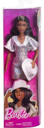 Barbie Barbie Fashionistas Silver Dress Doll with Black Hair, White Cowboy Hat and Boots - Image 7