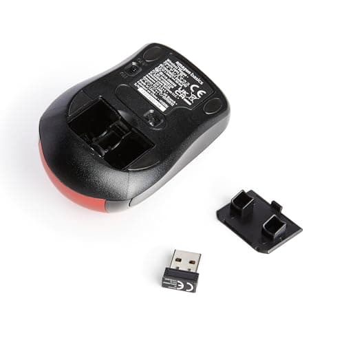 Amazon Basics Wireless Computer Mouse with USB Nano Receiver - Red - Image 5