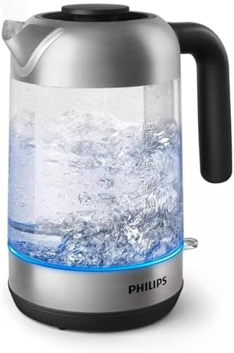 Philips 5000 Series Glass Electric Kettle - 1.7L Capacity, Flat Resistance for Fast Boiling, Anti-Limescale Sieve, 360° Wireless Base, Removable Lid, Blue Indicator Light (HD9339/80) - Image 5