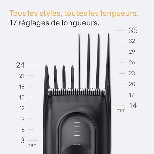 Braun Tondeuse Electrique A Cheveux Series 5 HC5530, Noir, Lavable et Sans Fil, Coffret Avec 3 Sabots et 17 Longueurs Pour Tondre Ou Couper, Lames Affutées, Kit Pour Une Coupe Sans Effort - Image 6