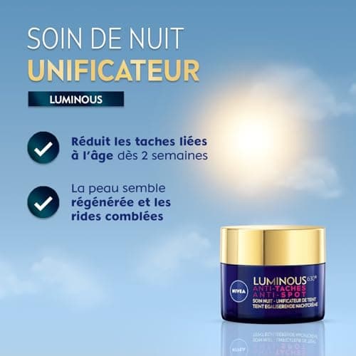 NIVEA Luminous 630 - Soin Nuit Visage Anti-Tache - Unificateur De Teint - Réduit Les Signes De L'Âge - Peau Régénérée - Thiamidol Breveté & Acide Hyaluronique - Tous Types de Peaux - 50 ml - Image 4