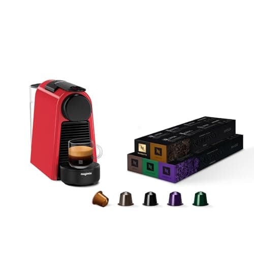 Nespresso Essenza Mini Coffee Machine, Magimix Red with Nespresso Original - Bundle 50 Capsules - Image 2