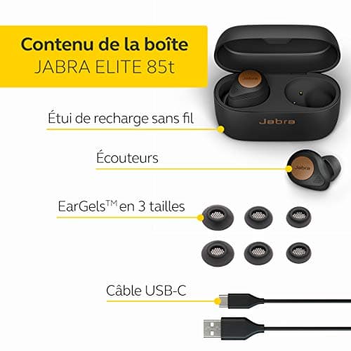 Jabra Elite 85t True Wireless Earbuds, Active Noise Cancelling Long Life and Powerful Earbuds - Wireless Charging Case - Copper Black, One Size - Image 3