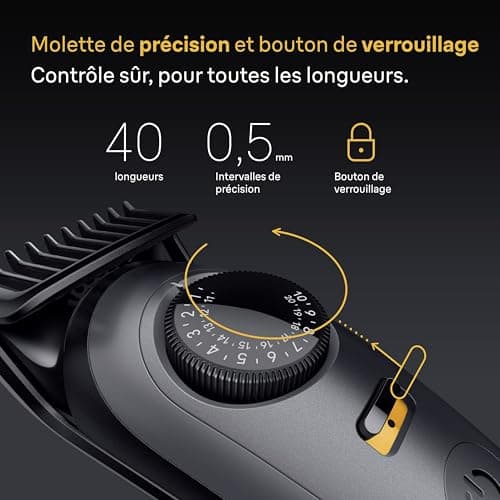 Braun Series 5 Beard Trimmer + 9 Styling Tools, Ultra-Sharp Blade, 120 Min Runtime, 40 Lengths, Waterproof, Precision Wheel and Lock, BT5565, Grey - Image 5