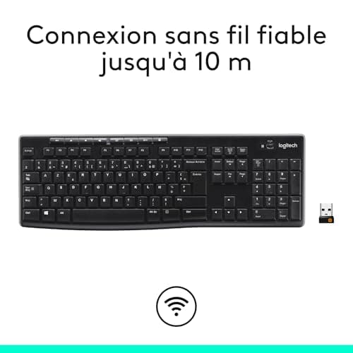 Logitech Wireless Frances Keyboard K270 Inalambrico, Black, 3.2 x 45 x 16 cm - Image 5
