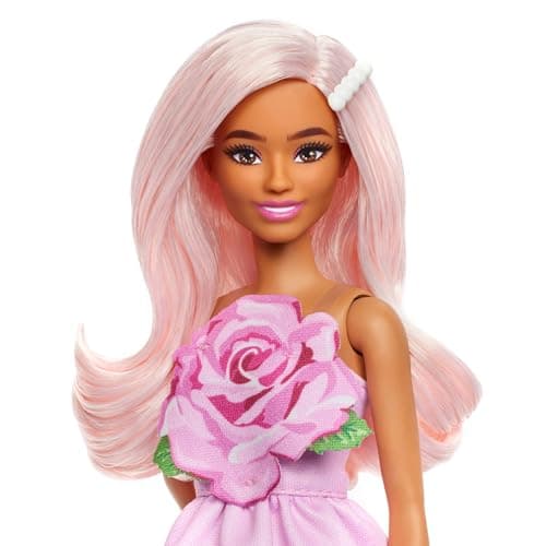 Barbie Barbie Fashionistas Pink Strapless Dress Doll with Pastel Pink Hair, Barrette and Shoes with Heels and Pink Straps,HYT94 - Image 4