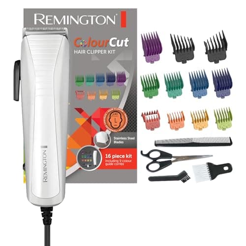 Remington Hair Clipper [Family Ideal] ColorCut (Easy Use, Self-Sharpening Stainless Steel Blades, AC, 11 Coloured Combs 1.5-25 mm, Comb, Scissors) HC5035 Trimmer - Image 2
