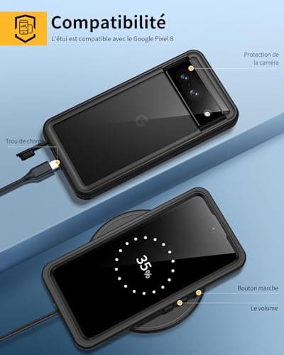 Lanhiem Google Pixel 8 Waterproof Case - Shockproof Unbreakable 360 Degree Full Body [with Screen Protection+Camera] IP68 Waterproof Military Construction Site Dustproof Waterproof Pouch for Pixel 8 - - Image 5