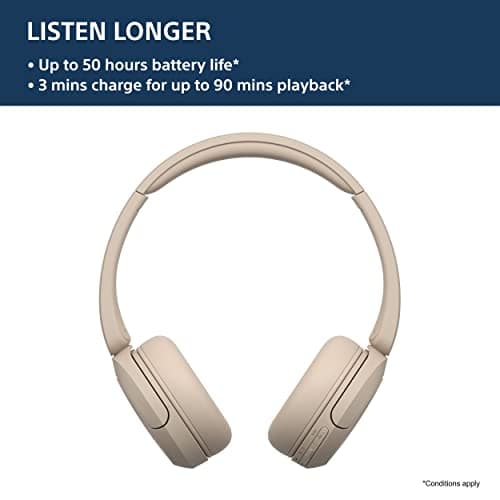 Sony WH-CH520, Wireless On-Ear Bluetooth Headphones with Mic, Upto 50 Hours Playtime, DSEE Upscale, Multipoint Connectivity/Dual Pairing, Voice Assistant App Support for Mobile Phones (Beige) - Image 4
