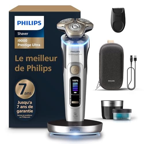 Philips Rasoir i9000 Prestige Ultra, rasoir électrique 100% étanche, technologie Skin IQ Pro, système Triple Lift & Cut, lames de précision NanoTech rotatives à 360°, 5 modes de rasage, XP9404/31 - Image 2