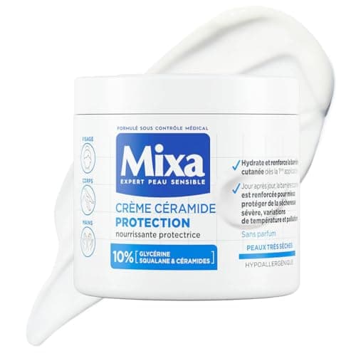 Mixa Expert Peau Sensible - Crème Céramide Protection - Anti-Sécheresse Sévère - Peaux Très Sèches et Fragilisées - Visage, Corps, Mains - Hypoallergénique - Sans Parfum - 400ml - Image 3