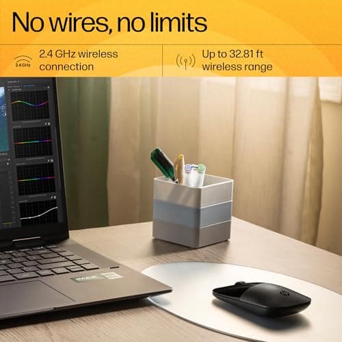 HP Z3700 Slim 2.4GHz Wireless USB Mouse Black with Blue LED Optical Sensor 1200dpi, Up to 16 Months Battery Life - Image 5