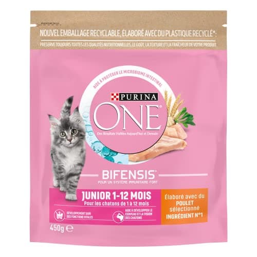 PURINA ONE Bifensis Junior | Chicken Kitten Dry Food | 450g Bag (Packaging May Vary) (Pack of 5) - Image 4