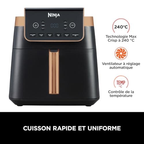 Ninja Air Fryer MAX PRO, 6.2L, Large Drawer, Roast, Oven, Fry Without Oil, Family, Non-Stick, Crispy Dishwasher-Safe Basket, Tongs, Black/Copper, AF180EUCP - Image 8