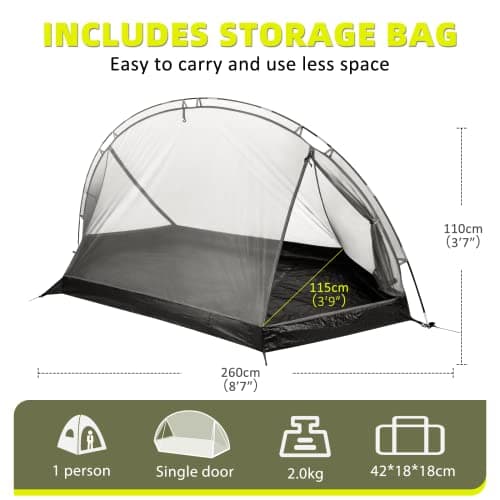 Forceatt Camping Tent, 1/2 Person Tent, Ultralight 1 Seater Tent, Quick Assembly, Water Resistant, Small Package, Double Layer Camping Tent, for Camping, Motorcycle Travel, Trekking - Image 3