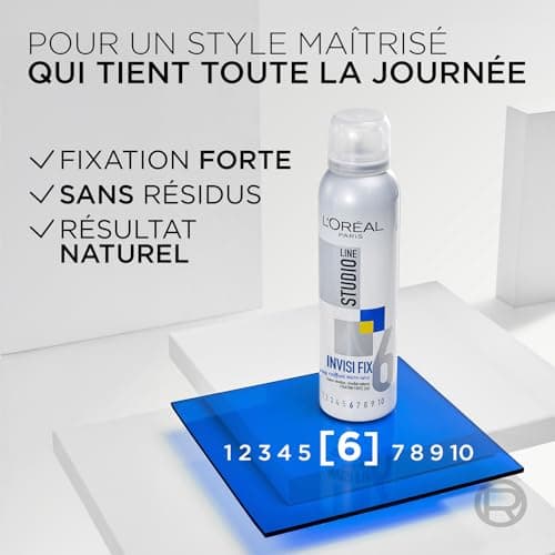 L’ORÉAL PARIS - Spray Coiffant Micro-Aéré Fixation Forte - Résultat Souple et Naturel - Tenue 24H - Sans Résidus - Tous Types de Cheveux - Studio Line Invisi'FX - 150 ml - Image 4