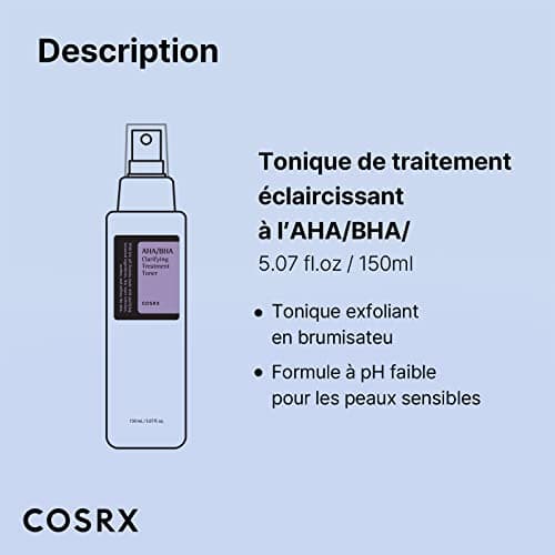 Cosrx AHA/BHA Clarifying Treatment Toner | Lotion Tonique Toner exfoliant pour le visage pour les points blancs, les pores et la peau inégale | 150 ml / 5,07 fl.oz - Image 8