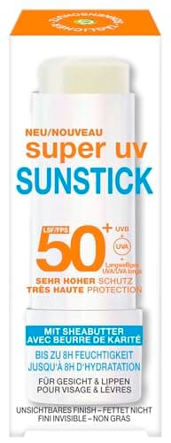 Garnier Ambre Solaire SPF 50+ Super UV Sunstick Transparent & Non Graisse Visage & Lèvres Haute Protection UV Nourrissant avec Beurre de Karité & Vitamine E 8h Hydratant 9g - Image 2