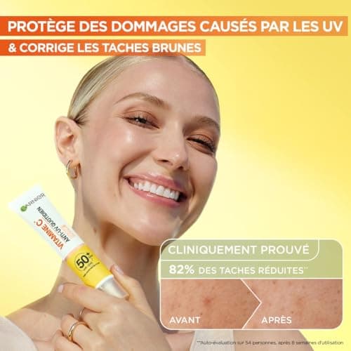 Garnier SkinActive - Fluide Anti-Taches & Anti-UV Quotidien - Glow - SPF 50+ - Protège, Réduit les Taches & Booste l'Éclat - Soin Visage Enrichi en Vitamine C - Tous Types de Peau - 40 ml - Image 4