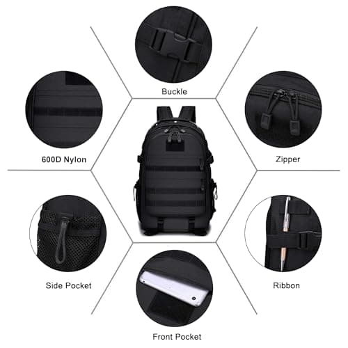 VINBAGGE Sac à Dos Randonnée Tactique Militaire 35L/40L Sac à Dos Imperméable USB Multifonction pour Outdoor Voyage Trekking Camping Chasse,Noir - Image 5
