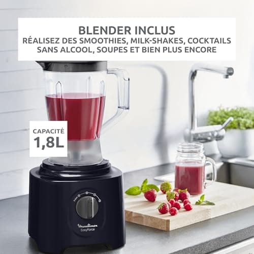 Moulinex Easy Force FP247810 Compact 3 L 800 W 2 Speeds + Pulse 25 Functions 6 Accessories Blender Graters Blue - Image 5