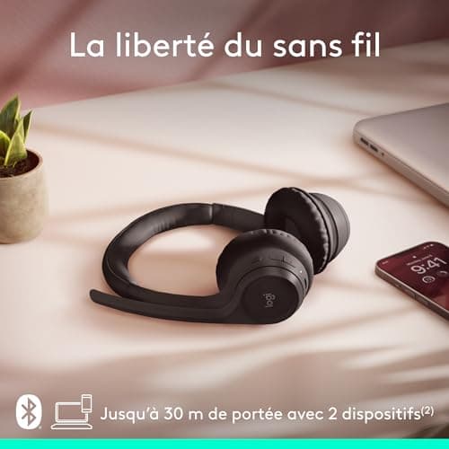 Logitech Zone 300 Casque Bluetooth sans Fil avec Microphone Anti-Parasite, Compatible avec Windows, Mac, Chrome, Linux, iOS, iPadOS, Android - Noir - Image 5