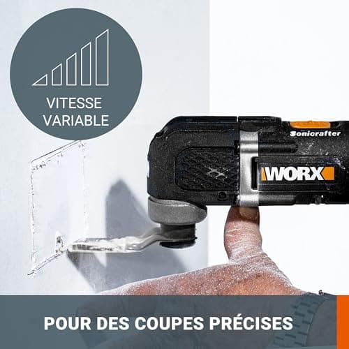 Pack WORX 20V WX696.9 Cordless Oscillating Tool, Powerful 5000/6000 rpm, 3.6° Wide Oscillation Angle, Easy Blade Change, Lightweight, 1 x 4Ah Battery, Fast Charger - Image 5