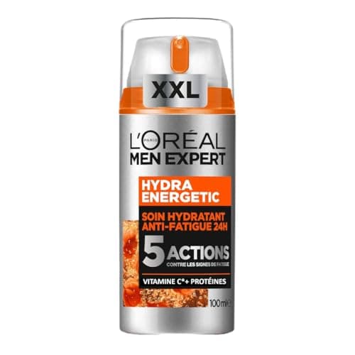 L'Oréal Men Expert - Soin Visage pour Homme - Hydratation 24H & Anti-Fatigue - 5 Actions - Texture Gel-Crème - A la Vitamine C et aux Protéines - Tous Types de Peaux - Hydra Energetic - 100 ml - Image 3