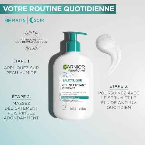 Garnier Pure Active - Gel Nettoyant Moussant - Purifie, Hydrate & Élimine Les Impuretés - Acide Hyaluronique, Céramide, Argile - Vegan & Cruelty Free - Tous Types de Peaux - 250 ml - Image 6