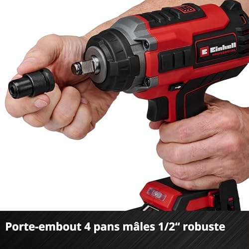 Einhell Professional Impaxxo 18/450 Cordless Nutrunner (1 x 4.0 Ah) Power X-Change (18 V, 450 Nm, Brushless Motor, 4-Point Male Bit Holder, with 4 Ah Battery, Charger, Socket Set) - Image 8