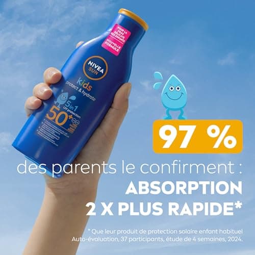 NIVEA SUN Lait Solaire Protect & Hydrate Kids SPF 50+ 200 ml — Crème Solaire résistante à l'eau — Haute Protection Visage et Corps pour la peau délicate des Enfants - Image 6