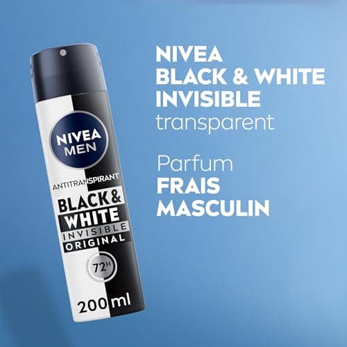 NIVEA MEN Déodorant Spray Black & White Invisible (1 x 200 ml), déodorant homme anti-traces blanches et jaunes, anti-transpirant anti odeur & humidité, protection efficace 72 h, sans alcool - Image 6