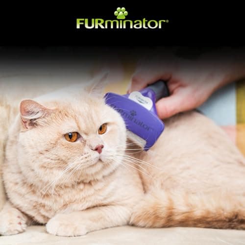 FURMINATOR Medium to Large Short Haired Cat Grooming Tool - M/L Shedding Brush with Ergonomic Handle - Removes 90% of Dead Hair - 1 Click Clean - Recyclable Packaging - Image 8