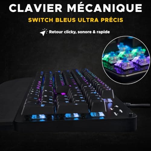 The G-Lab Keyz Carbon Ex Mechanical Azerty Switch Keyboard Blue – RGB LED Backlit Gaming Keyboard, Total Anti-Ghosting, 12 Multimedia Keys – PC/PS5/Xbox – New (Keyz Carbon Ex) - Image 4