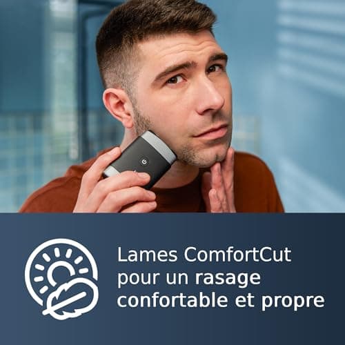 Rasoir portable Philips, rasoir électrique sec et humide, système de lames ComfortCut, têtes flottantes 3D, design compact, batterie puissante, modèle PQ888/06 - Image 6