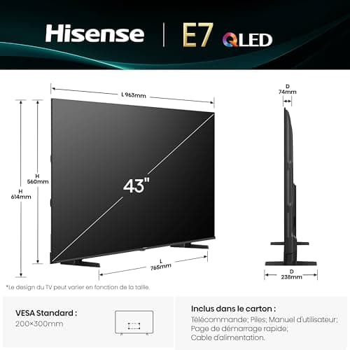 Hisense QLED 43 43E7Q 4K Ultra HD Smart TV VIDAA WiFi Dolby Vision HDMI 2.1 - Image 4
