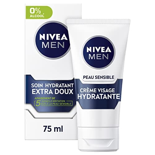 NIVEA MEN Soin Hydratant Extra Doux Peau Sensible (1x75 ml), crème visage hydratante pour homme à la peau sensible et irritée, soin visage homme apaisant 0% alcool - Image 3