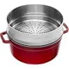 STAUB Enamelled Cast Iron Casserole Dish with Lid and Steam Basket, Suitable for All Heat Sources Including Induction, 4 to 5 People, Round, 26 cm, 5 L, 7.2 kg, Cherry - Image 3