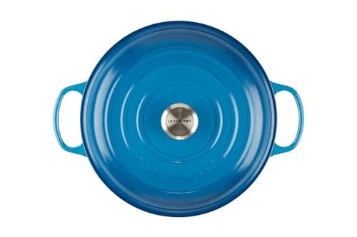 LE CREUSET Signature Enamelled Cast Iron Shallow Casserole with Lid, 30 cm, 3.2 Liters, Marseille Blue, 211803020 - Image 3