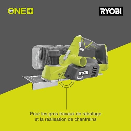 RYOBI - Electric Planer 82 mm 18V ONE+ - Heavy Duty Planing, Doors & Windows, Chamfers - Comes with 2 Tungsten Carbide Reversible Irons, 1 Guide, 1 Dust Bag - R18PL-0 - Image 6